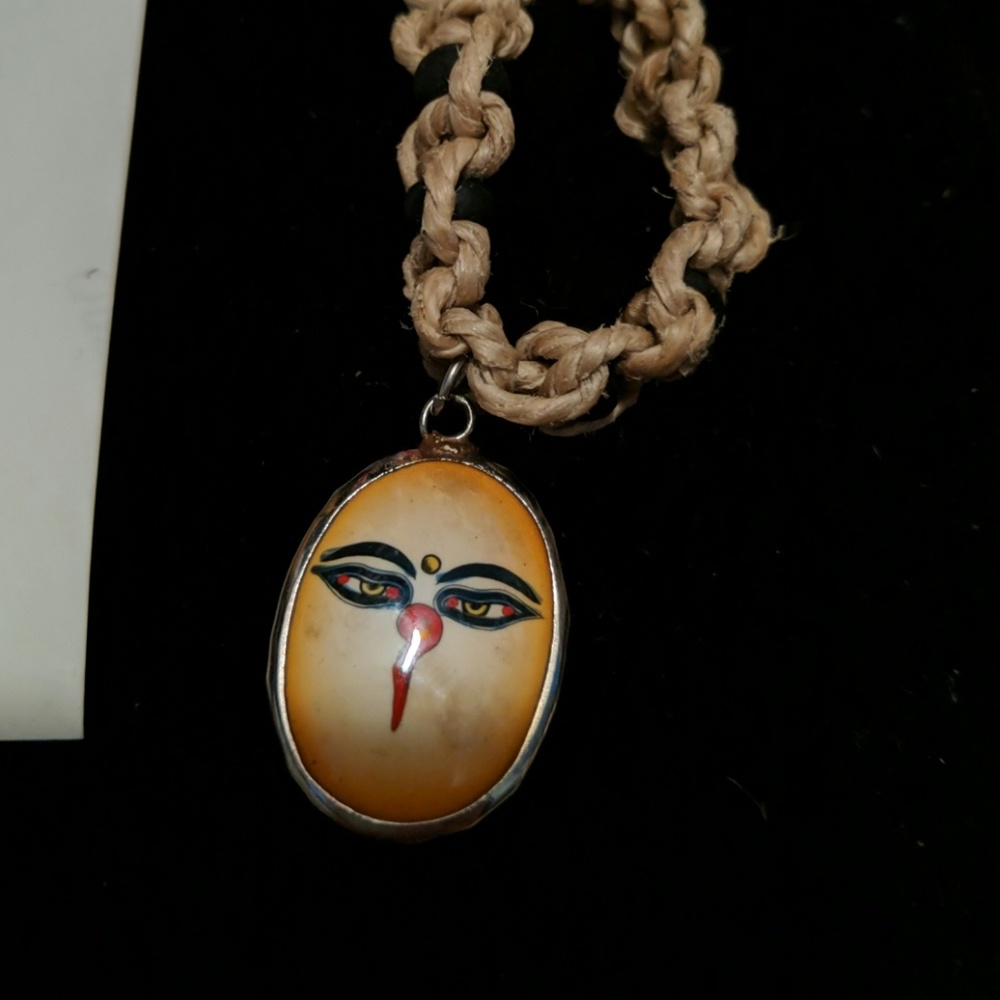 Eyes of the Buddha Hindu ohm hemp necklace